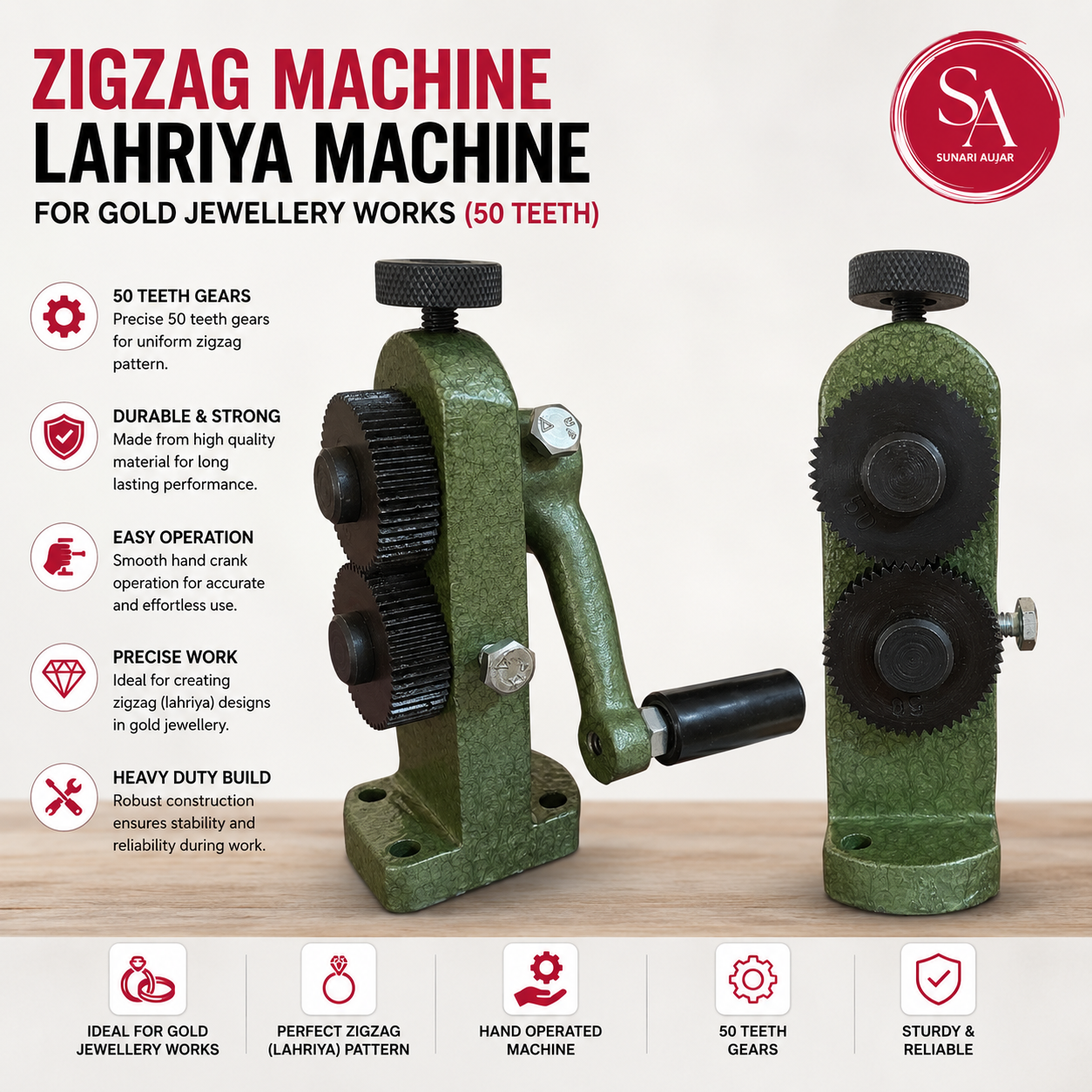 Zigzag Machine Lahriya Machine For Gold Jewellery Works (50 Teeth)