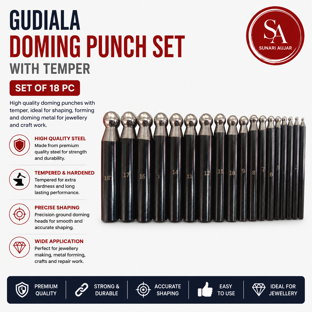 Gudiala Doming Punch Set With Temper Set Of 18 Pc