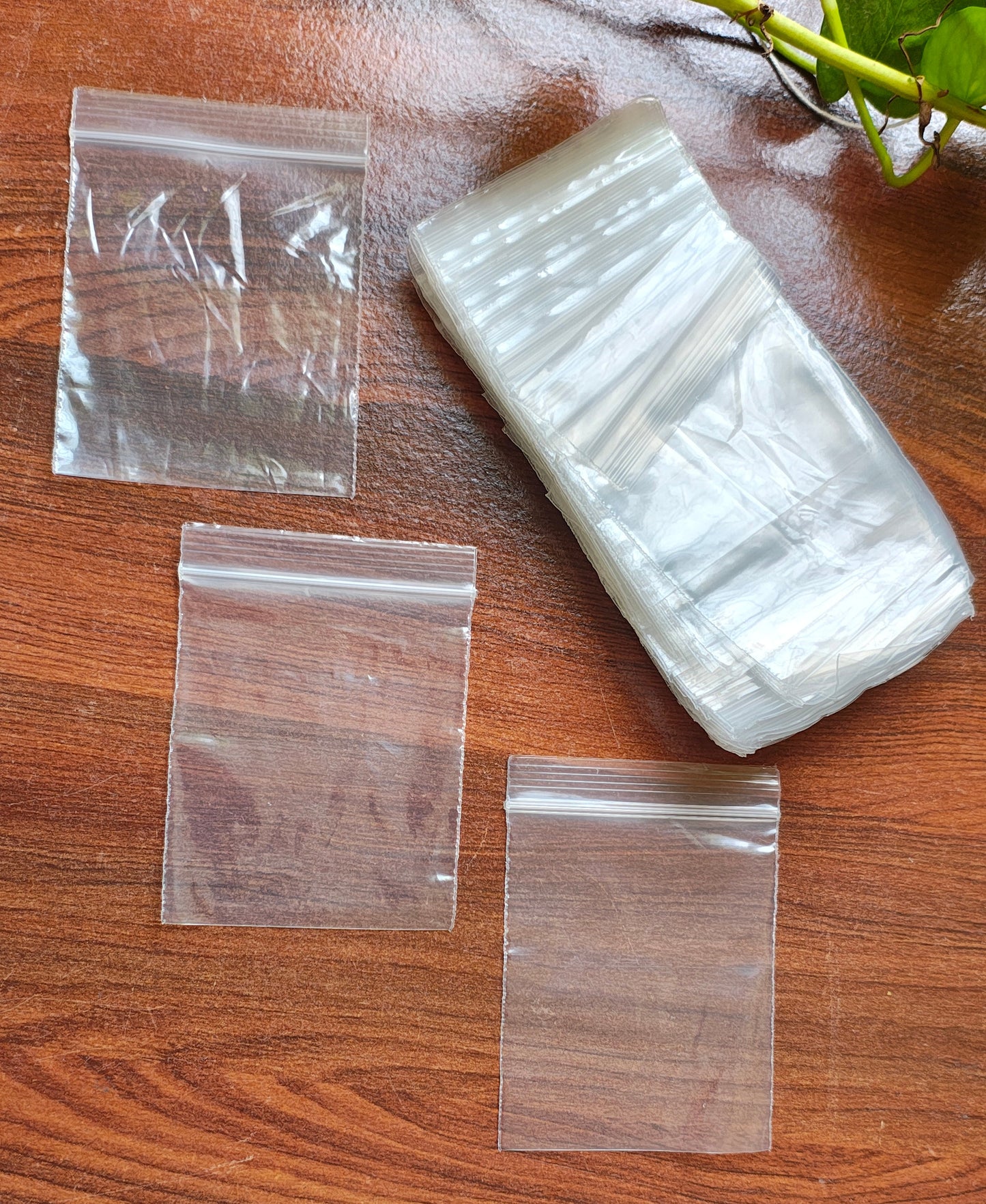 Transparent Zipper 3x4 inch Zip Lock Plastic Bags Self Sealing Pouch Pack of 100 Pcs 60Micron
