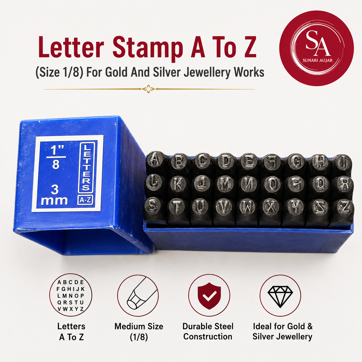 Letter Stamp A To Z (Size 1/8) For Gold And Silver Jewellery Works