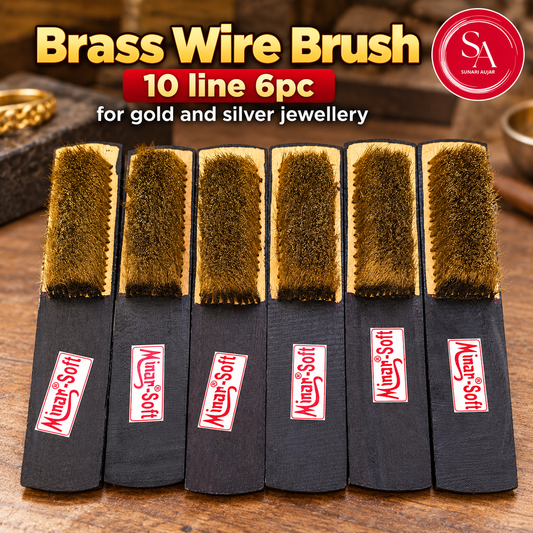 Brass wire brush 10 line 6pc for gold and silver jewellery