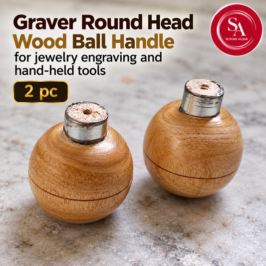 Graver Round Head Wood Ball Handle for jewelry engraving and hand-held tools 2 pc