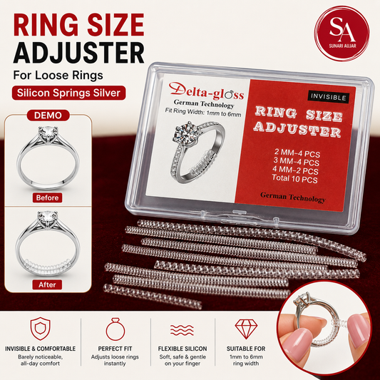 Ring Size Adjuster for loose Rings Silicon Springs Silver