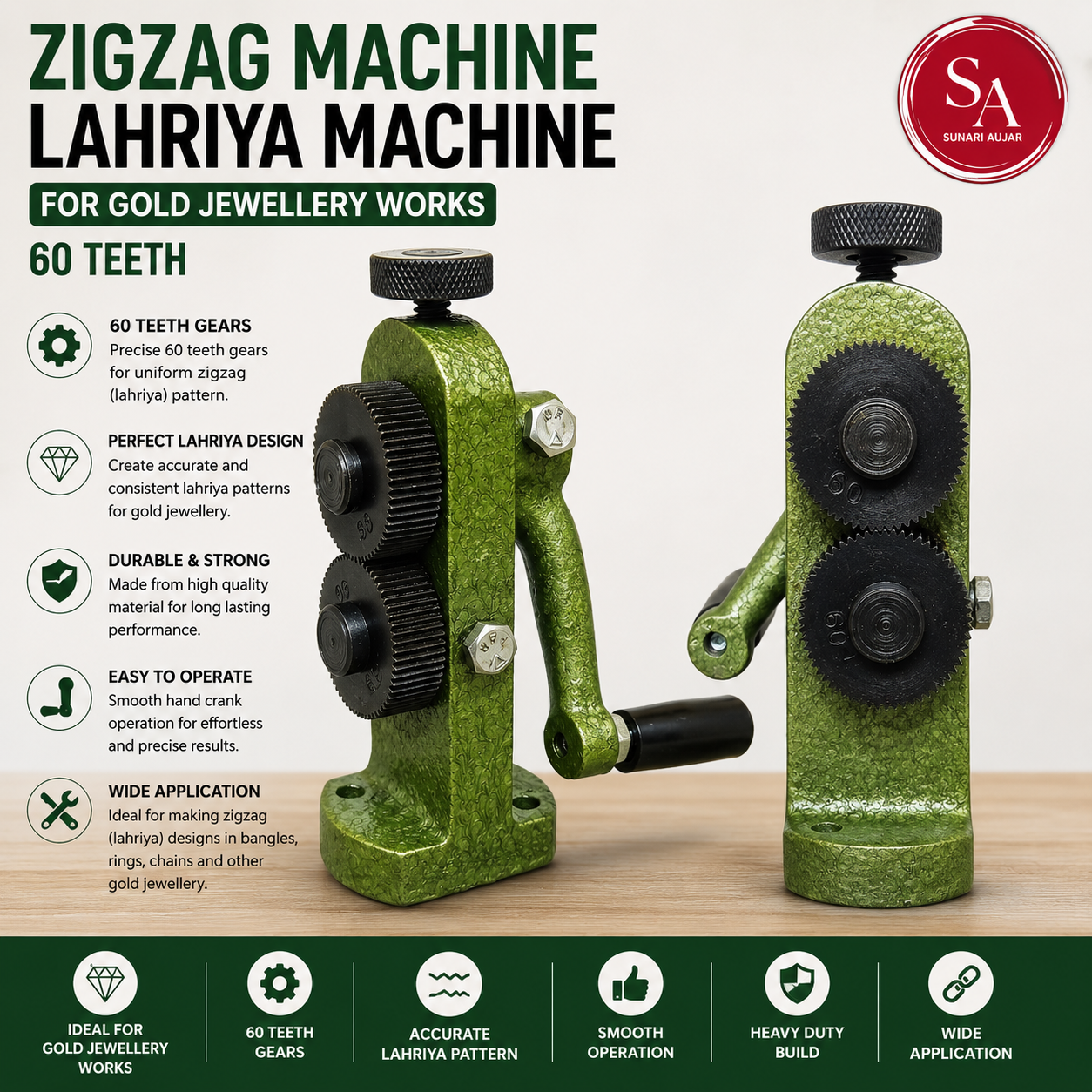 Zigzag Machine Lahriya Machine For Gold Jewellery Works (60 Teeth)