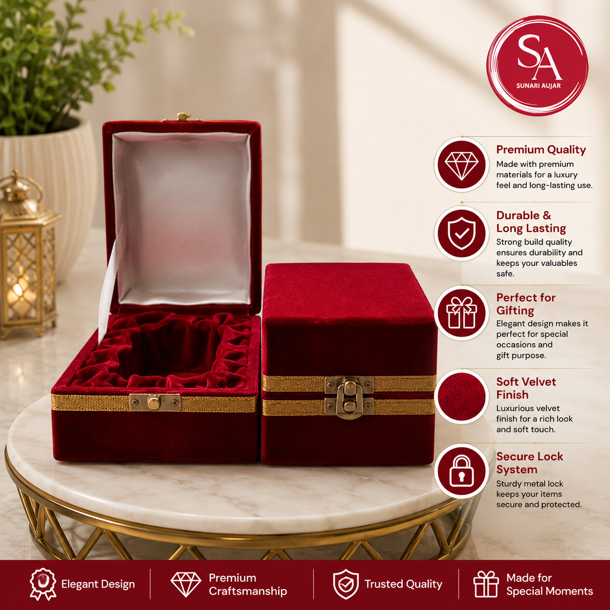 Red Velvet premium silver glass box 2pc
