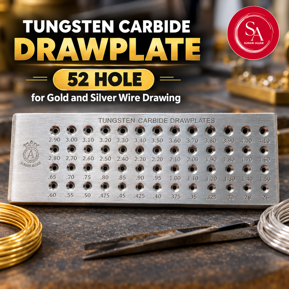 Tungsten Carbide Drawplate 52 hole for gold and silver wire drawing smooth working