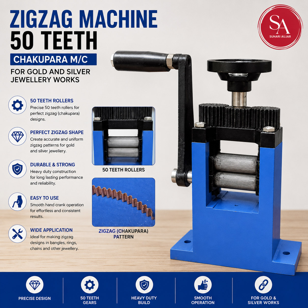 Zigzag Machine 50 Teeth Chakupara M/C For Gold And Silver Jewellery Works