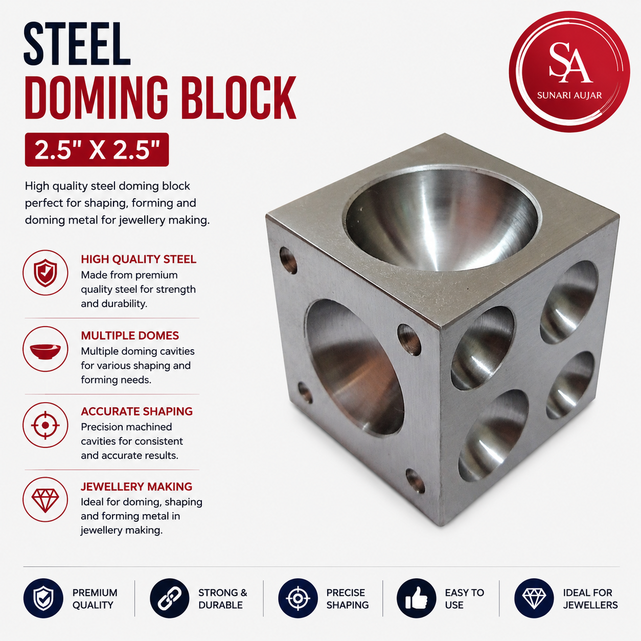 Steel Doming Block 2.5"X2.5"