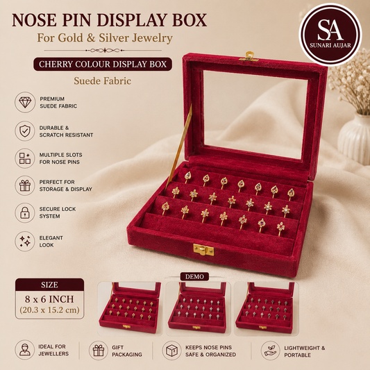 Nose pin display box 8*6 sued fabric for gold and silver jewelry
