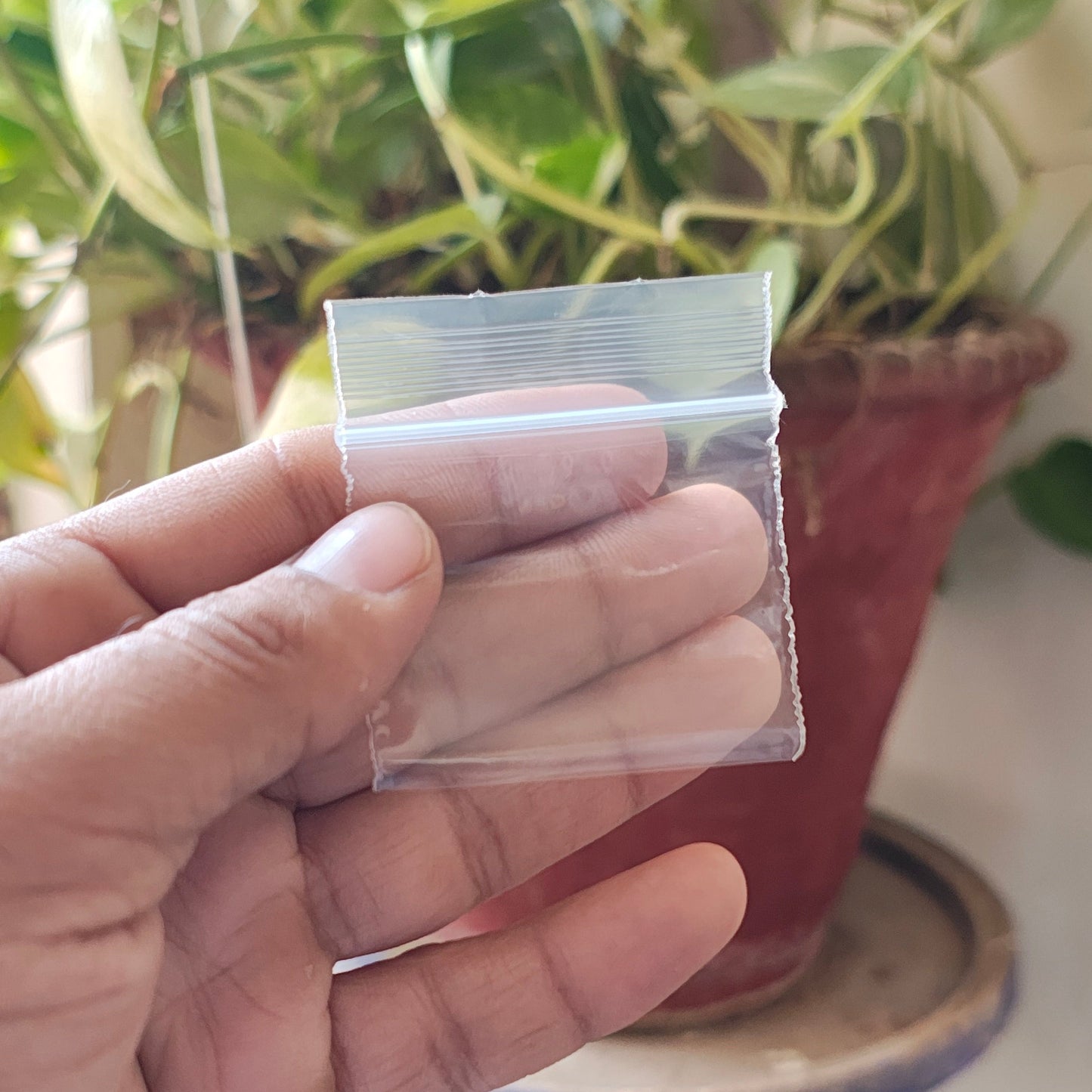 Transparent Zipper 2x2 inch Zip Lock Plastic Bags Self Sealing Pouch Pack of 100 Pcs 60Micron