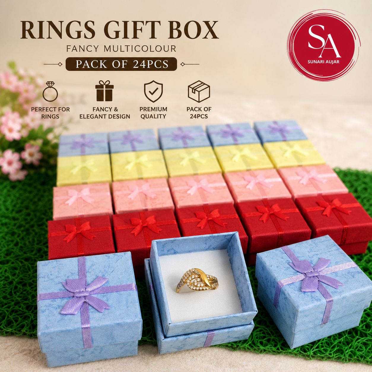 Rings Gift box fancy multicolour pack of 24pc