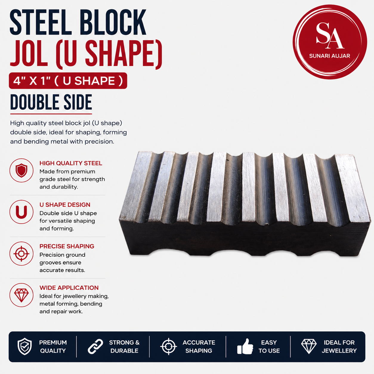 Steel Block Jol 4"X1" ( U Shape) Double Side