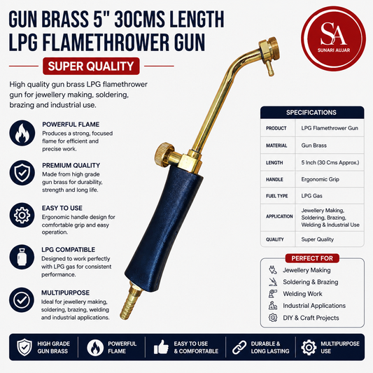 Gun Brass 5" 30cms Length LPG Flamethrower Gun Super Quality