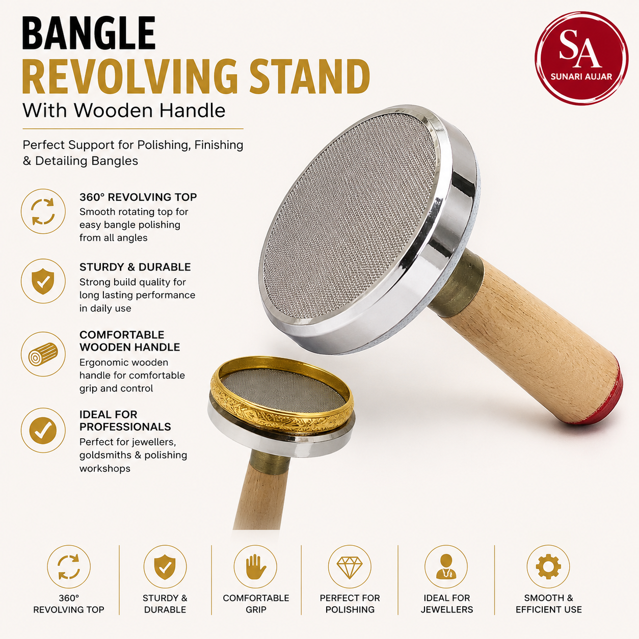 Bangle Revolving Stand With Wooden Handle