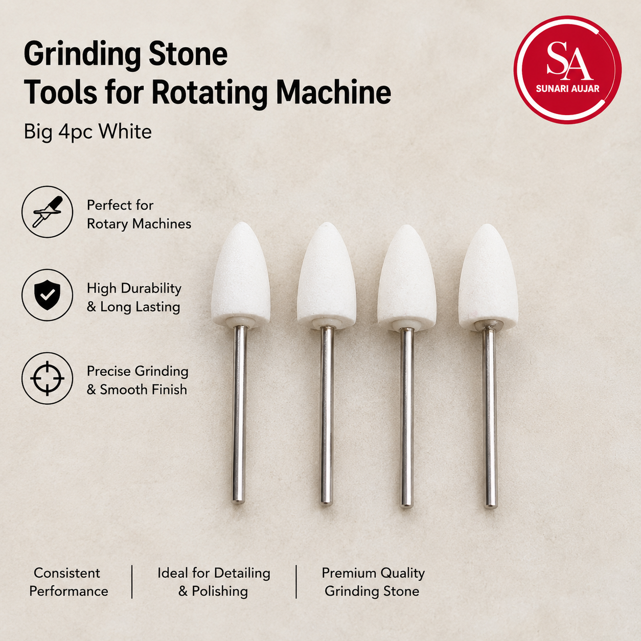 Grinding stone tools for rotating machine big 4pc white