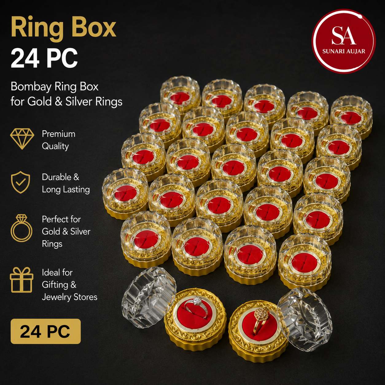 Ring box 24 pc bombay ring box for gold and silver rings