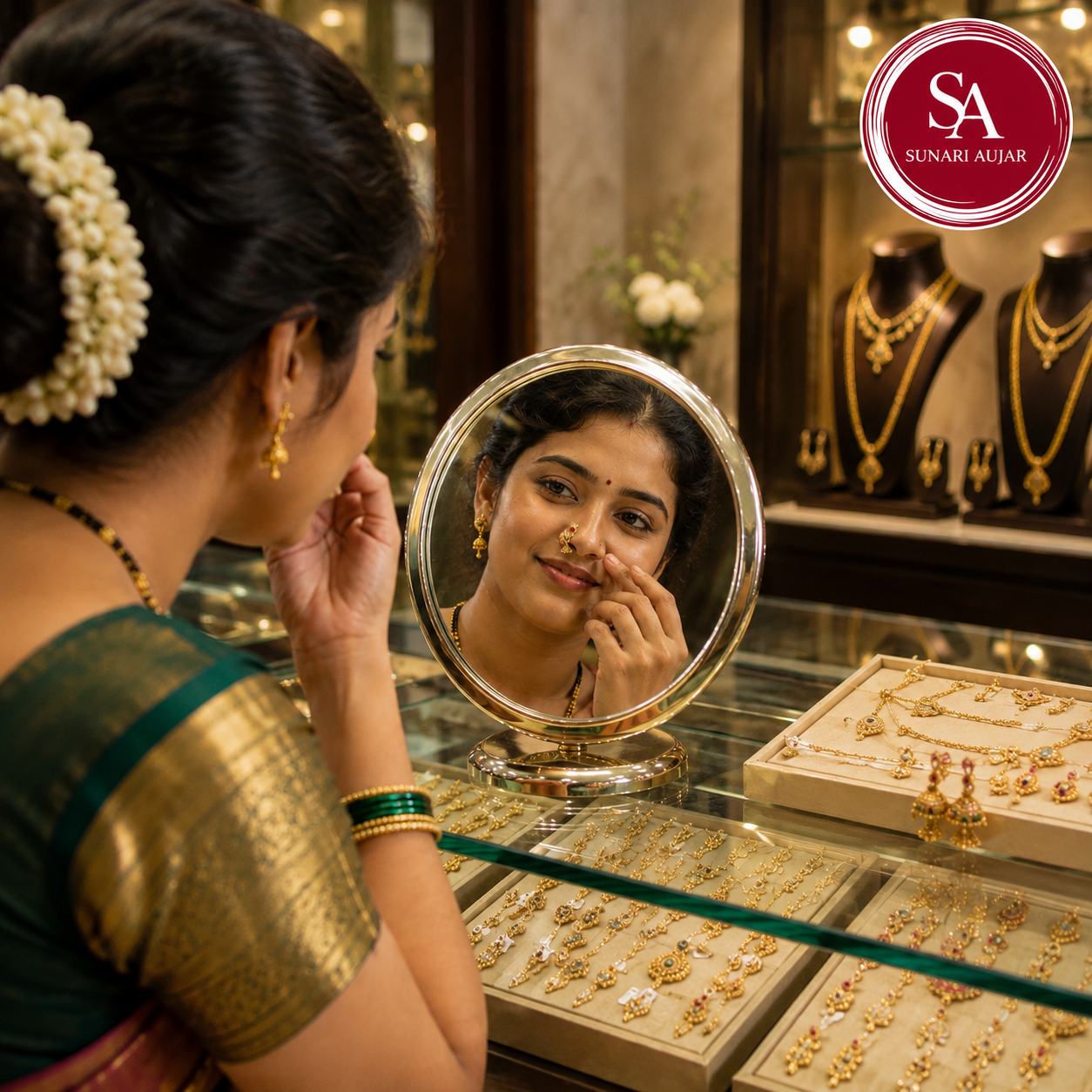 Round Folding Counter Mirror for jewellery store
