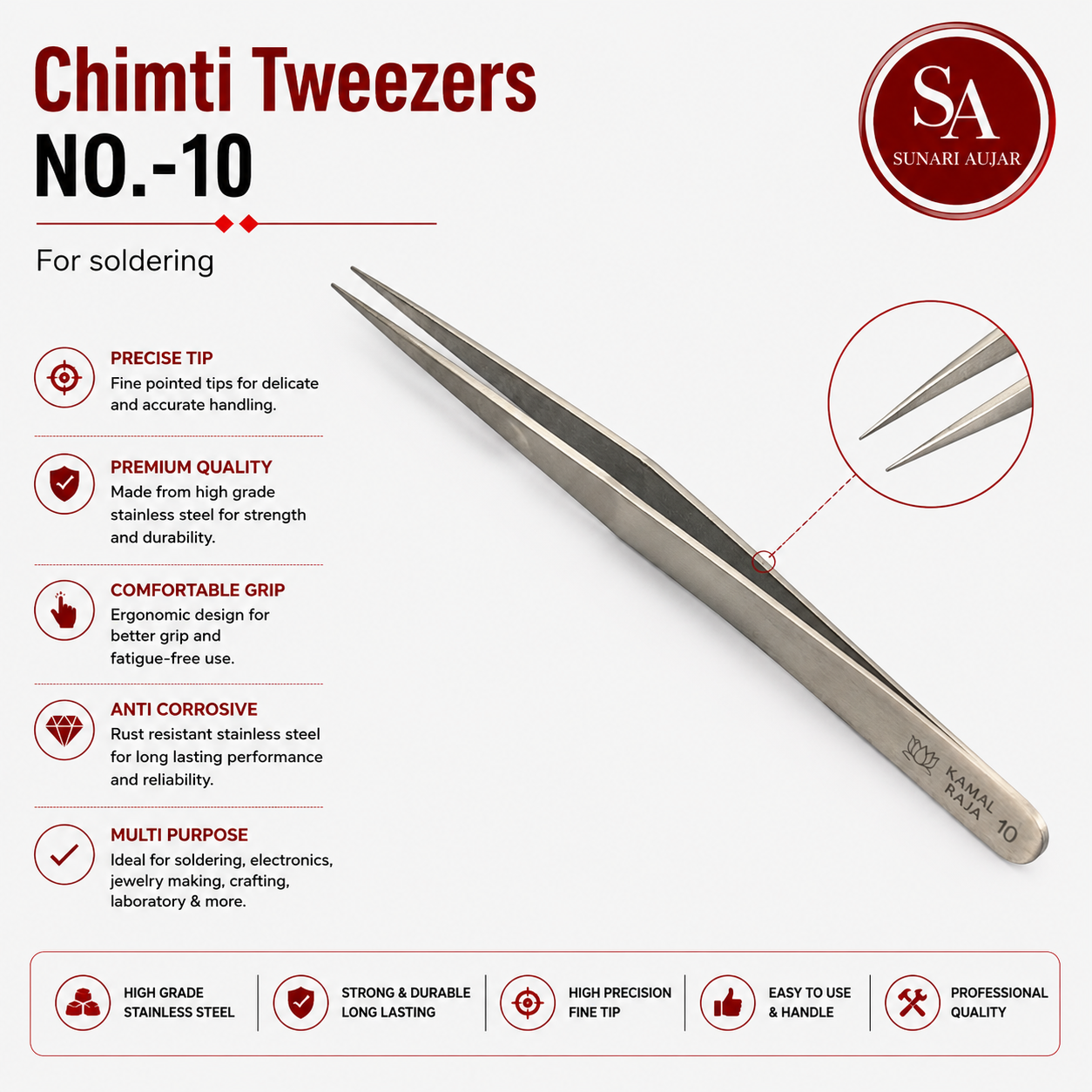 Chimti Tweezers NO.-10 For soldering