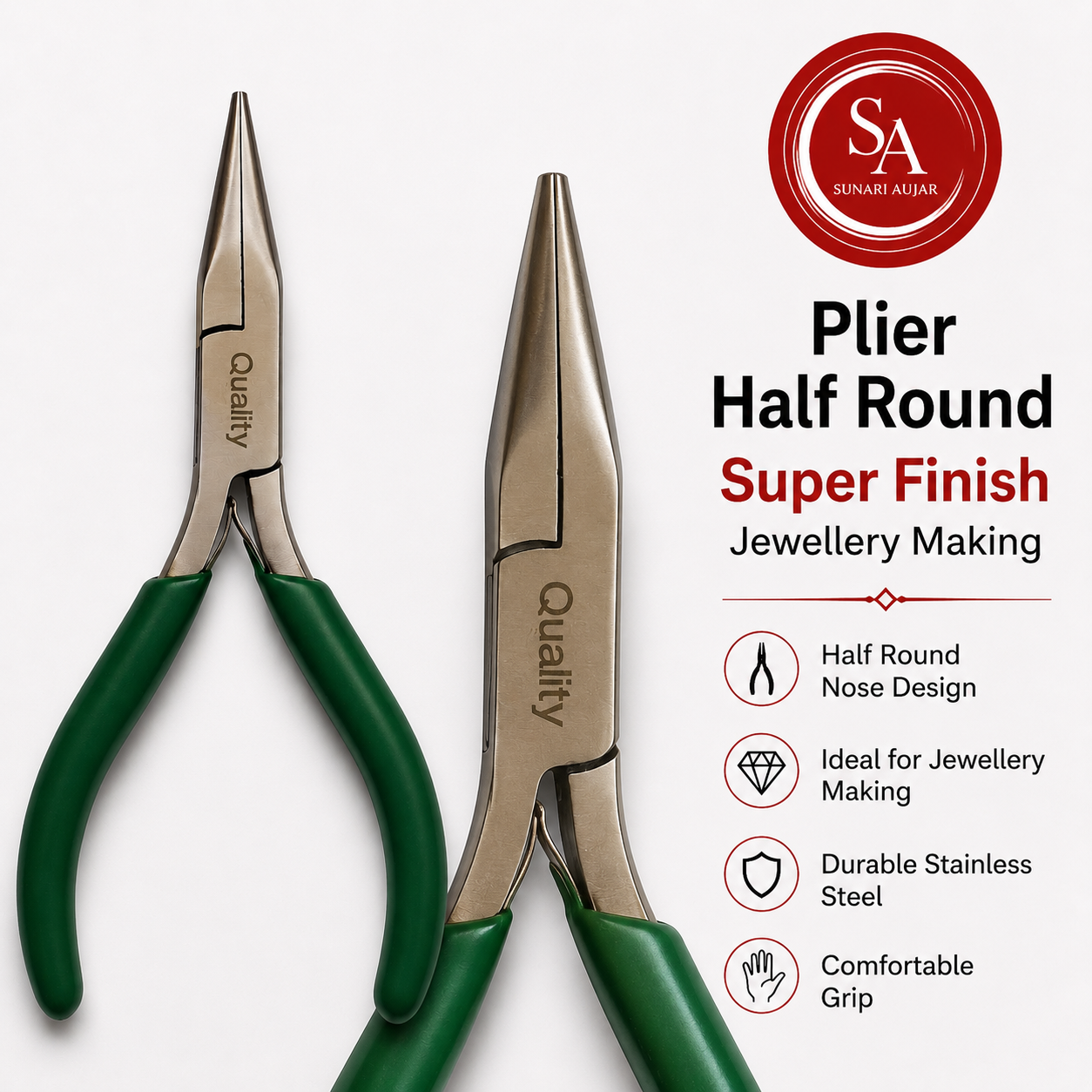 Plier Half Round Super Finish Jewellery Making