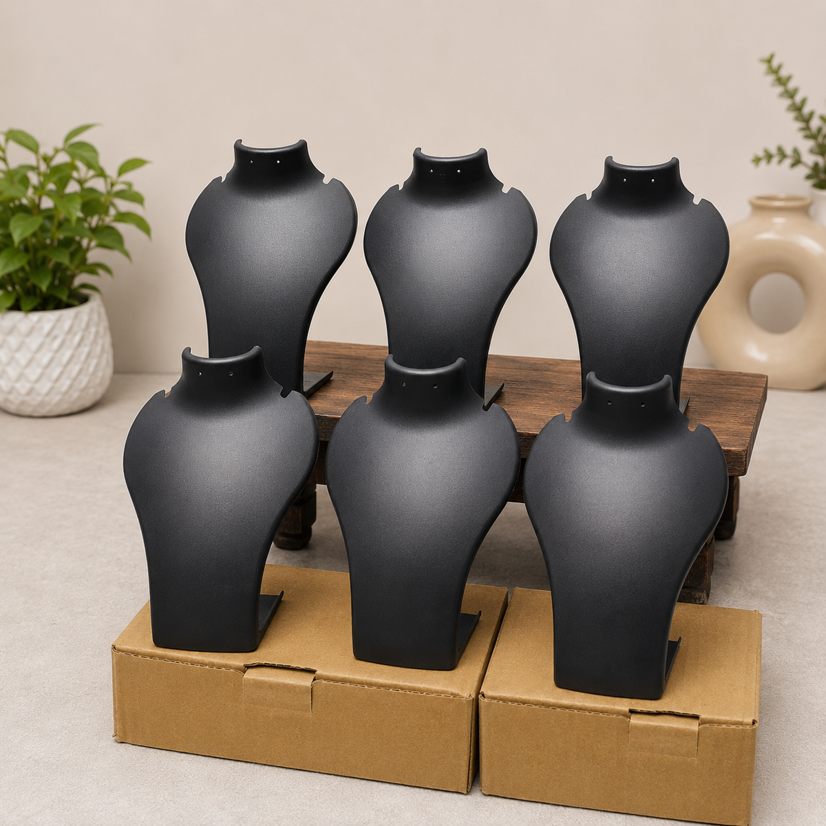 Necklace Stand 6inch for gold and silver jewellery display Plastic(Acrylic) Black pack of 6pc