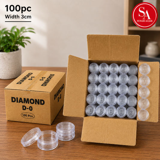 Transparent clear plastic (dabbi) D-0 box 100pc width 3cm