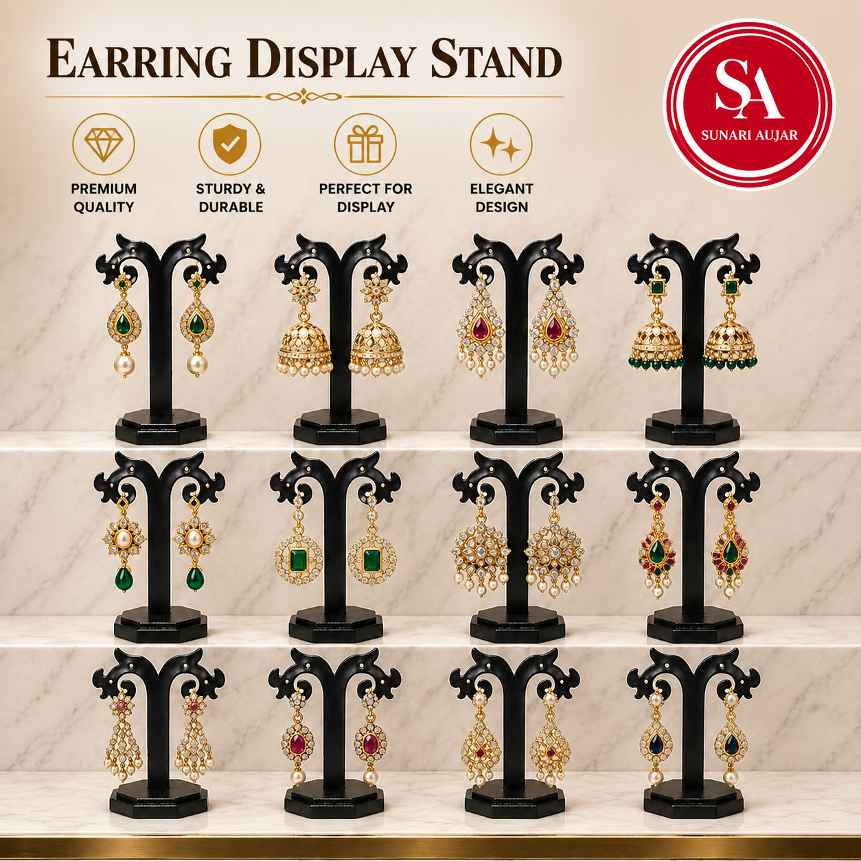 Earrings Display Stand Acrylic 12pc 5"