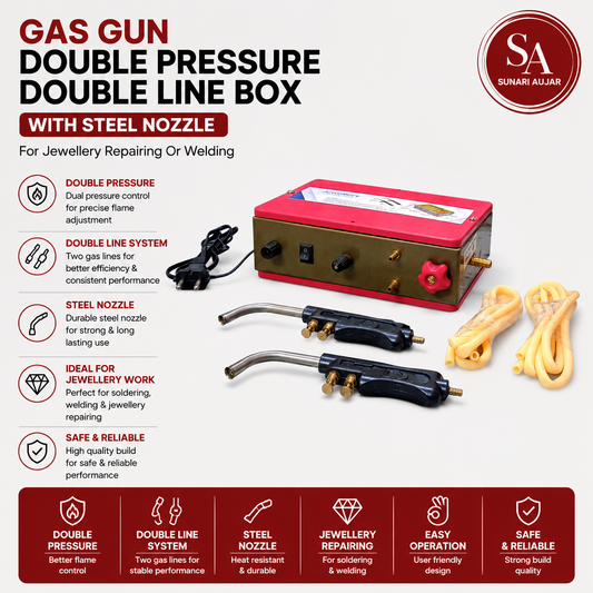 Gas Gun Double Pressure Double Line Box With Steel Nozzle For Jewellery Repairing Or Welding