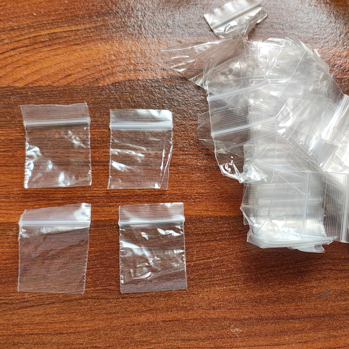 Transparent Zipper 1.5x2 inch Zip Lock Plastic Bags Self Sealing Pouch Pack of 100 Pcs 60Micron
