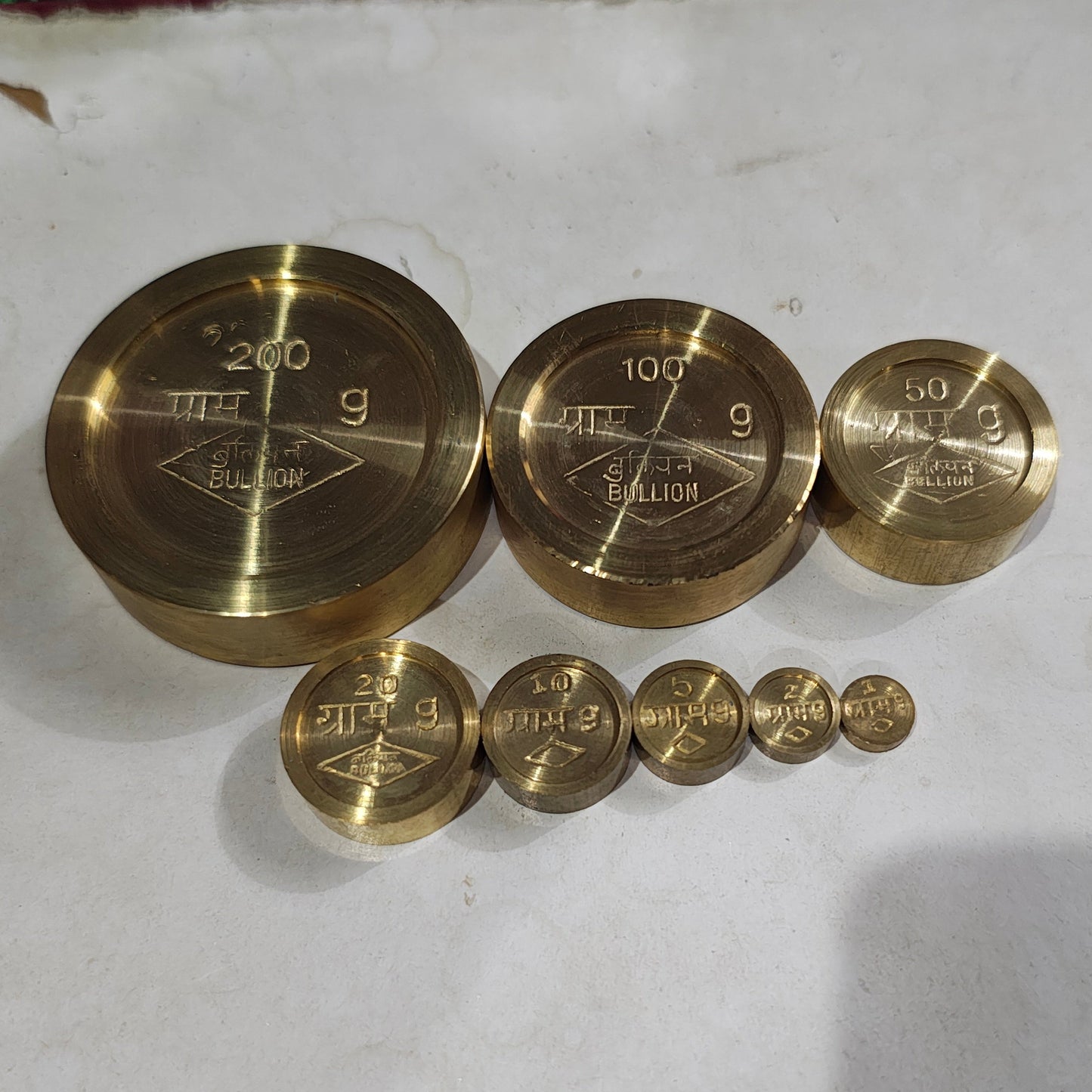 Brass calibration weight from 1 gram to 200 grams Pital bat