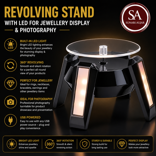 Revolving Stand with led for jewellery display and photography