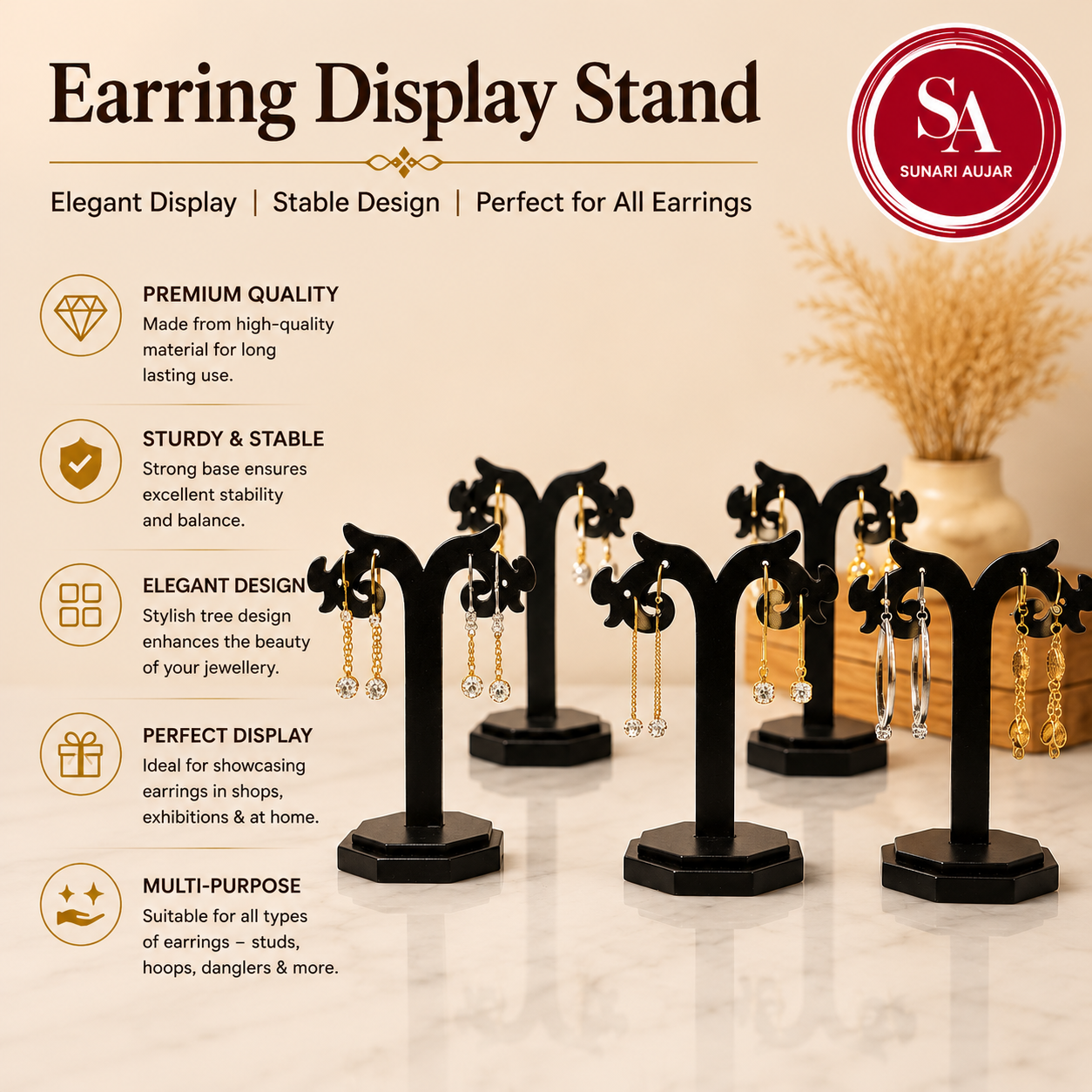 Earrings Display Stand Acrylic 12pc 3"