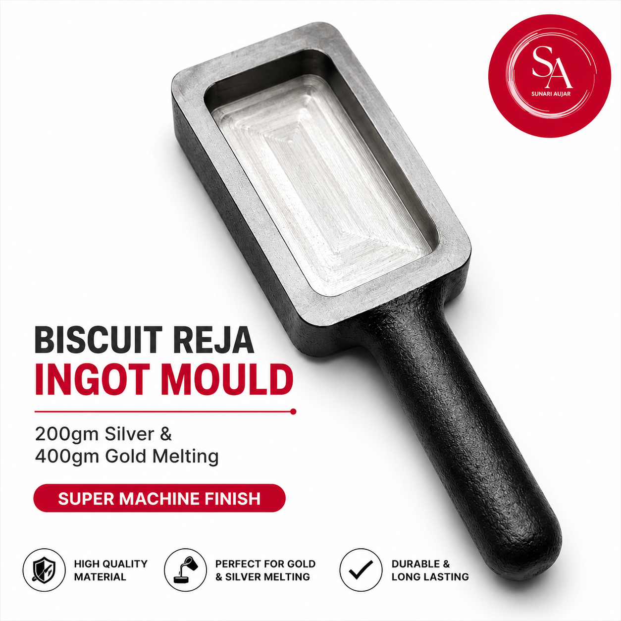 Biscuit Reja Ingot mould 200gm silver and 400gm Gold melting super machine finish
