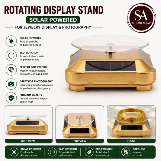 Rotating display stand solar powered for jewelry display and photography