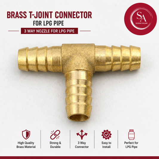 Brass T-Joint Connector for LPG pipe| 3 Way Nozzle for LPG pipe