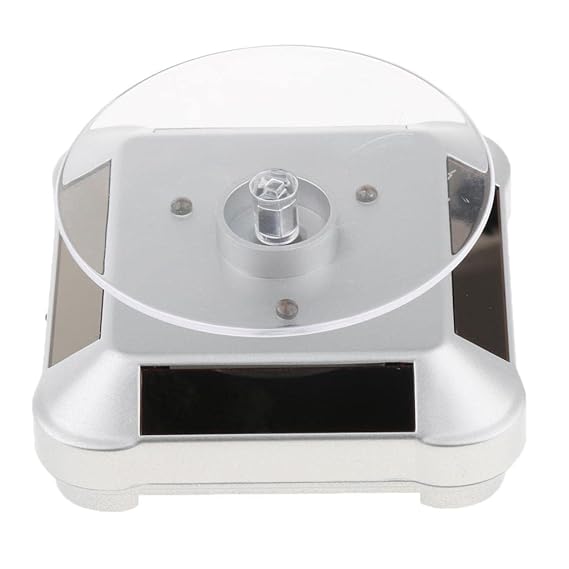 Rotating display stand solar powered for jewelry display and photography